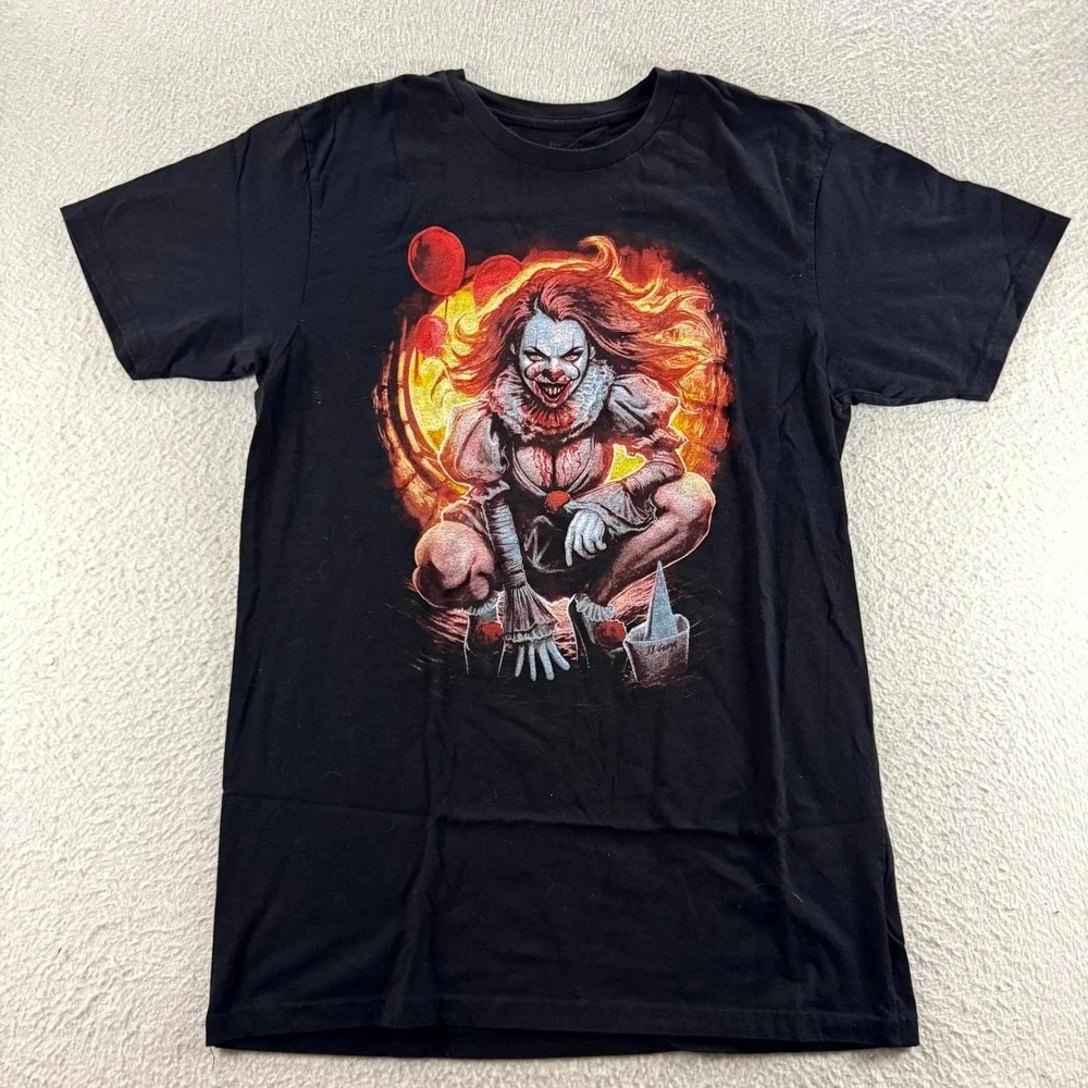 Tee Villain IT Pennywise T Shirt Mens Medium Black Excellent Horror Graphic Tee